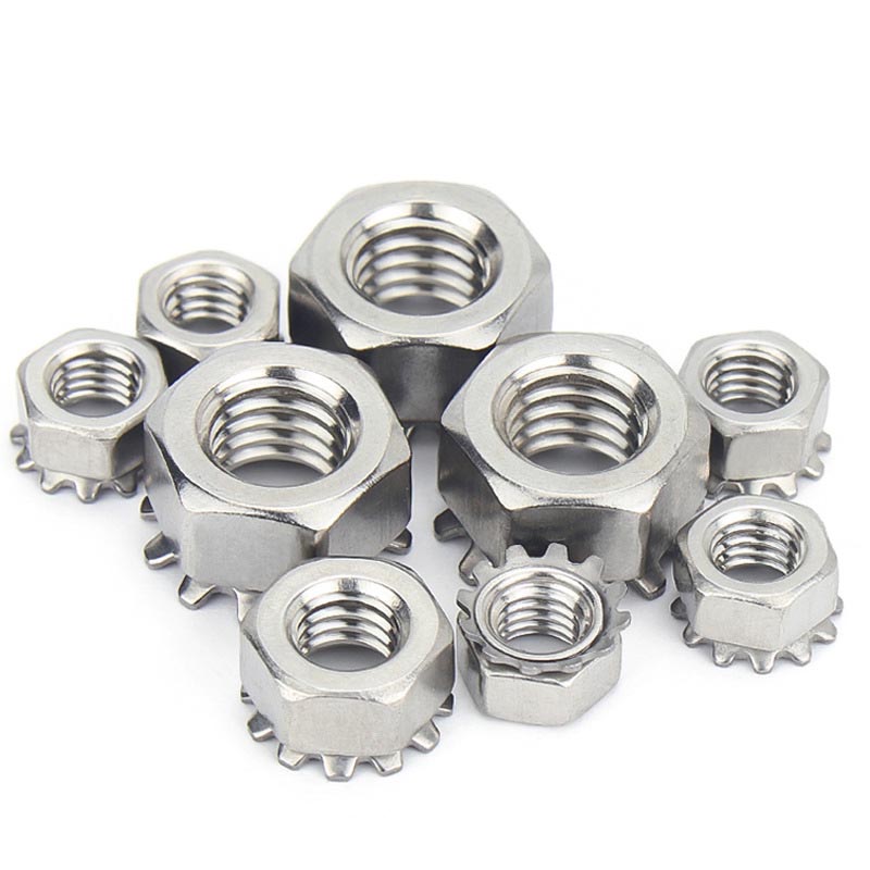 Nut kết hợp với máy giặt lò xo hình lục giác