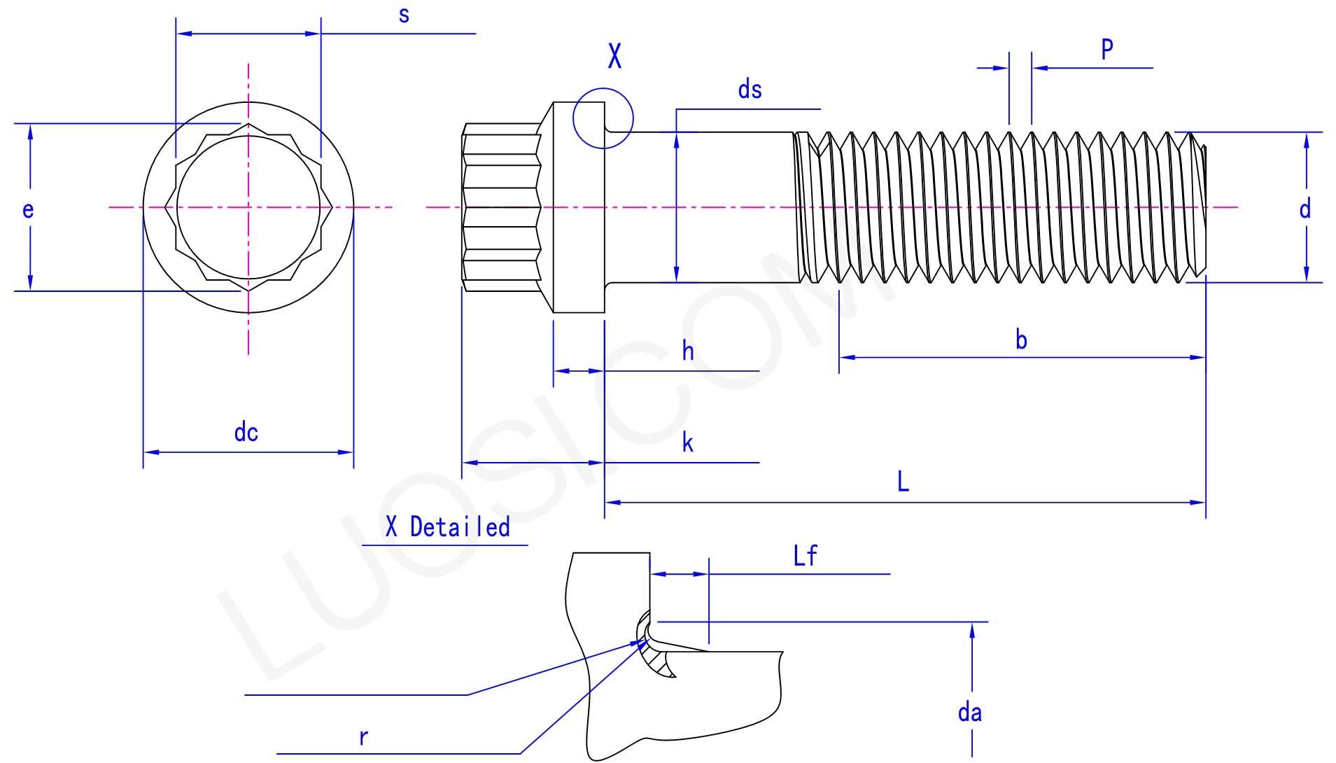 Metric Type U 12 Piont Flange Screw