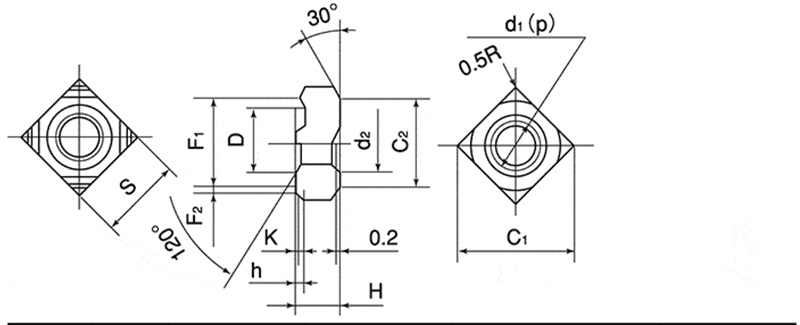 Square Weld Nut Mild Steel